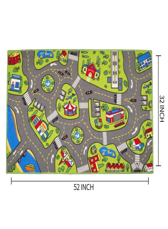 MAPIXO Large Kids Carpet Playmat Rug 52 x 32 with Non-Slip Backing, City Life Play Mat for Playing with Car Toy, Game Area for Baby Toddler Kid Child Educational Learn Road Traffic in Bedroom, Classroom - Image 3